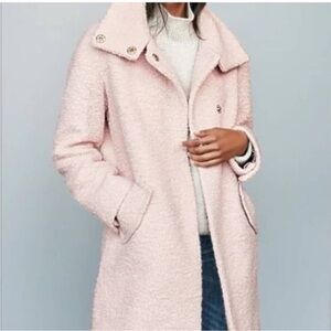 Eliza J Topper Coat In Blush Pink Women Pockets Boucle Wool Blend Size 4 Small